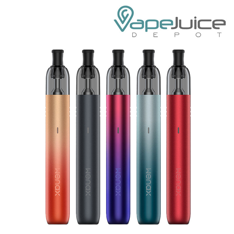 Five colors of GeekVape Wenax M1 1.2ohm Pod Kit - Vape Juice Depot