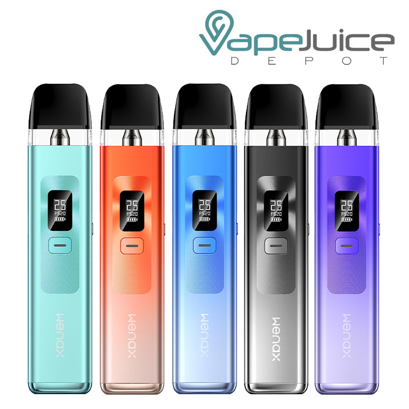 Five colors of GeekVape Wenax Q Pod Kit with display screen - Vape Juice Depot