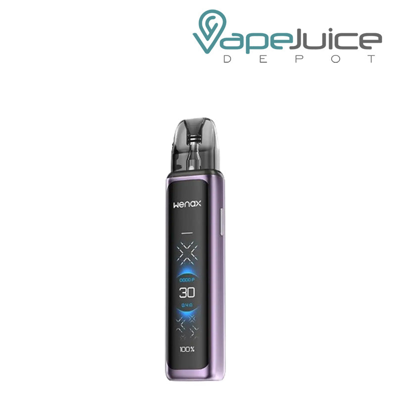 Midnight Purple GeekVape Wenax Q Ultra Pod System Kit with its HD touch display and the button on the side- Vape Juice Depot