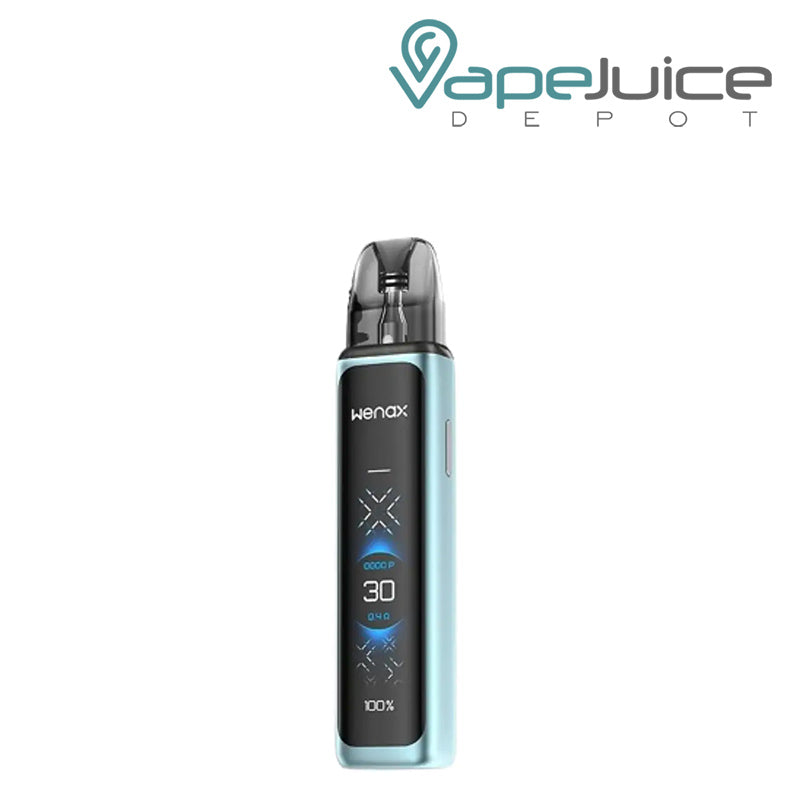 Mint Green GeekVape Wenax Q Ultra Pod System Kit with its HD touch display and the button on the side- Vape Juice Depot