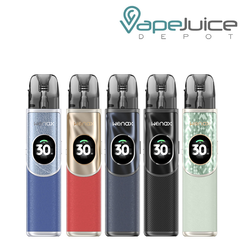 Five Colors of GeekVape Wenax Q2 Pod Kit with digital screen - Vape Juice Depot