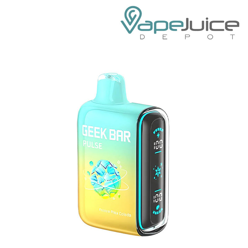 Frozen Pina Colada Geek Bar Pulse 15K Frozen Edition Disposable with a display screen on the side - Vape Juice Depot
