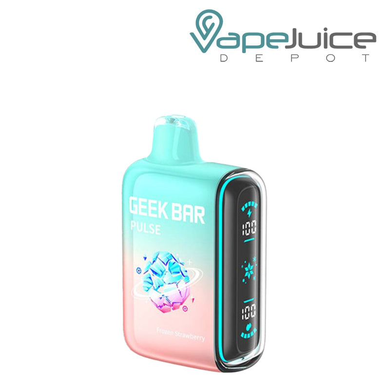 Frozen Strawberry Geek Bar Pulse 15K Frozen Edition Disposable with a display screen on the side - Vape Juice Depot