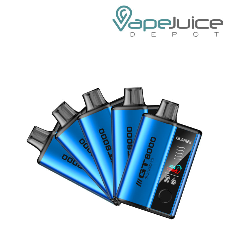 Five Pack of Blue Razz Ice Glamee GT8000 Disposable - Vape Juice Depot