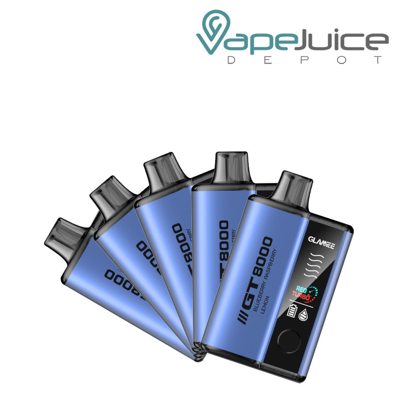 Five Pack of Blueberry Raspberry Lemon Glamee GT8000 Disposable - Vape Juice Depot