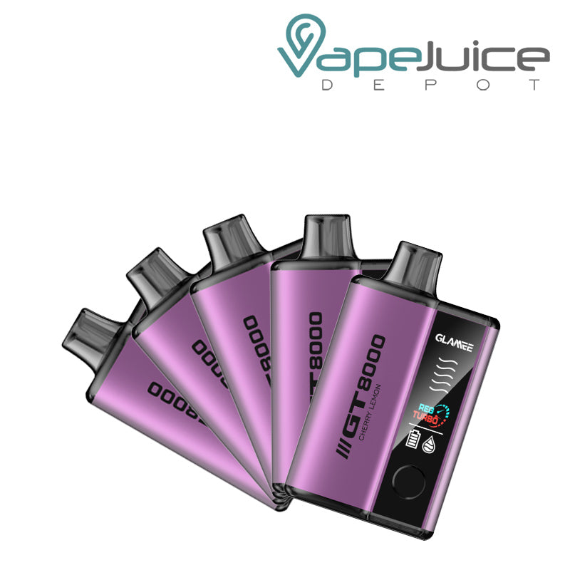 Five Pack of Cherry Lemon Glamee GT8000 Disposable - Vape Juice Depot