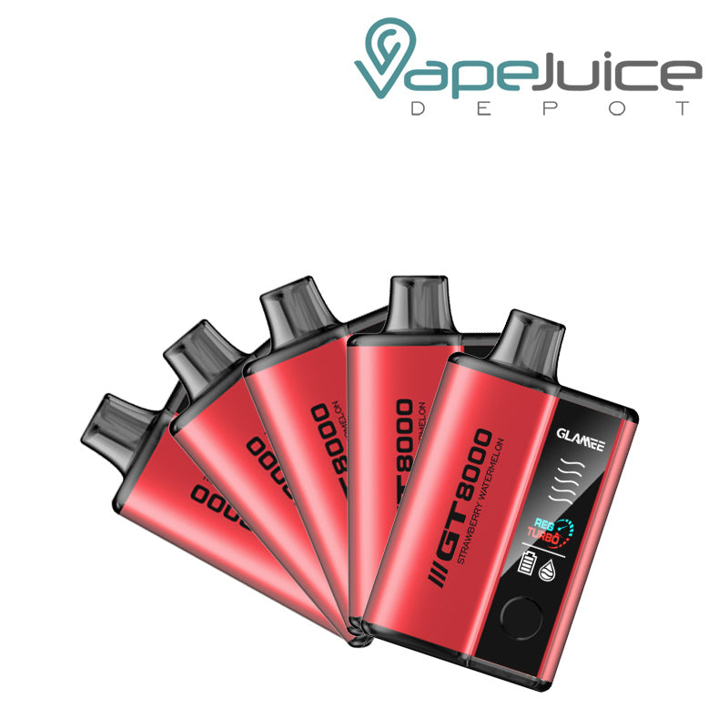 Five Pack of Strawberry Watermelon Glamee GT8000 Disposable - Vape Juice Depot