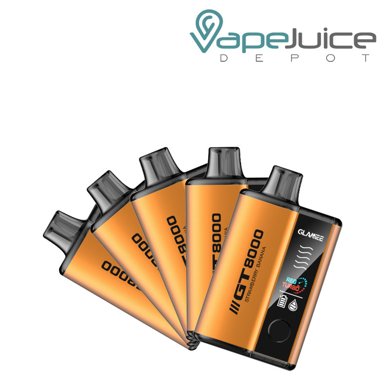 Five Pack of Strawberry Banana Glamee GT8000 Disposable - Vape Juice Depot