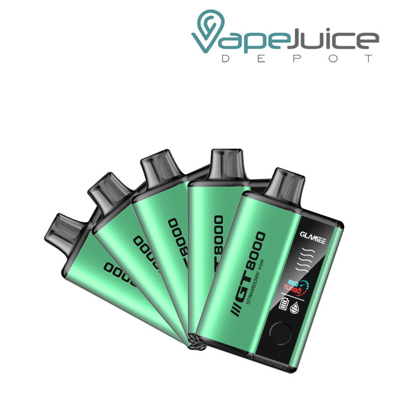 Five Pack of Strawberry Kiwi Glamee GT8000 Disposable - Vape Juice Depot