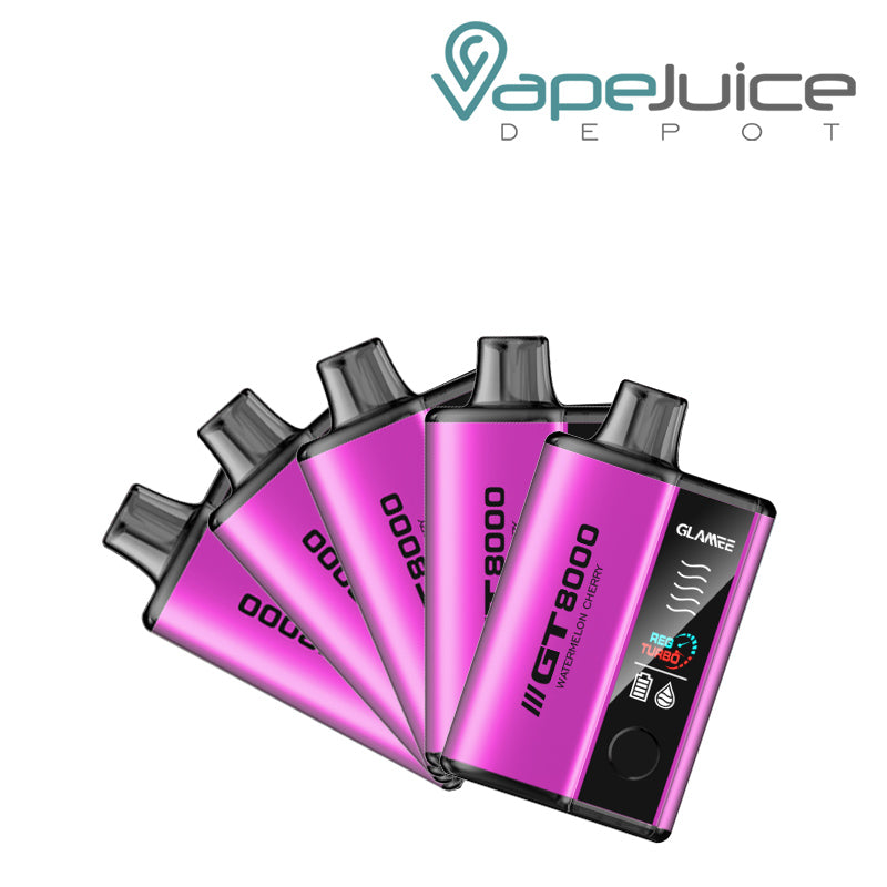 Five Pack of Watermelon Cherry Glamee GT8000 Disposable - Vape Juice Depot