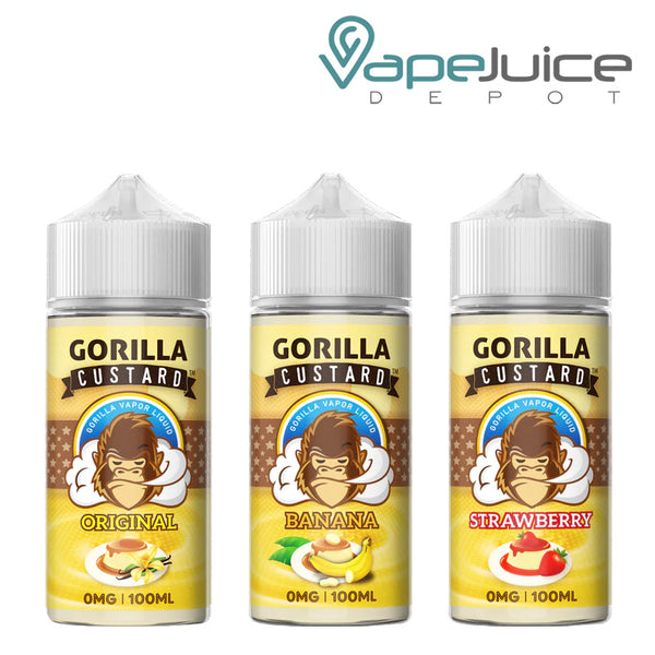 Three bottles of Gorilla Custard eLiquids - Vape Juice Depot
