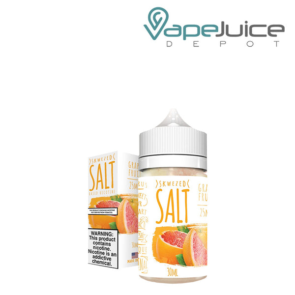 A box of Grapefruit Skwezed Salt with a warning sign and a 30ml bottle next to it - Vape Juice Depot