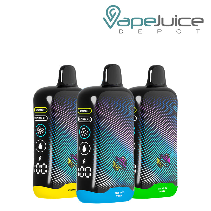 Three Flavors of HYPPE Infiniti 50K Disposable with full 360° screen - Vape Juice Depot