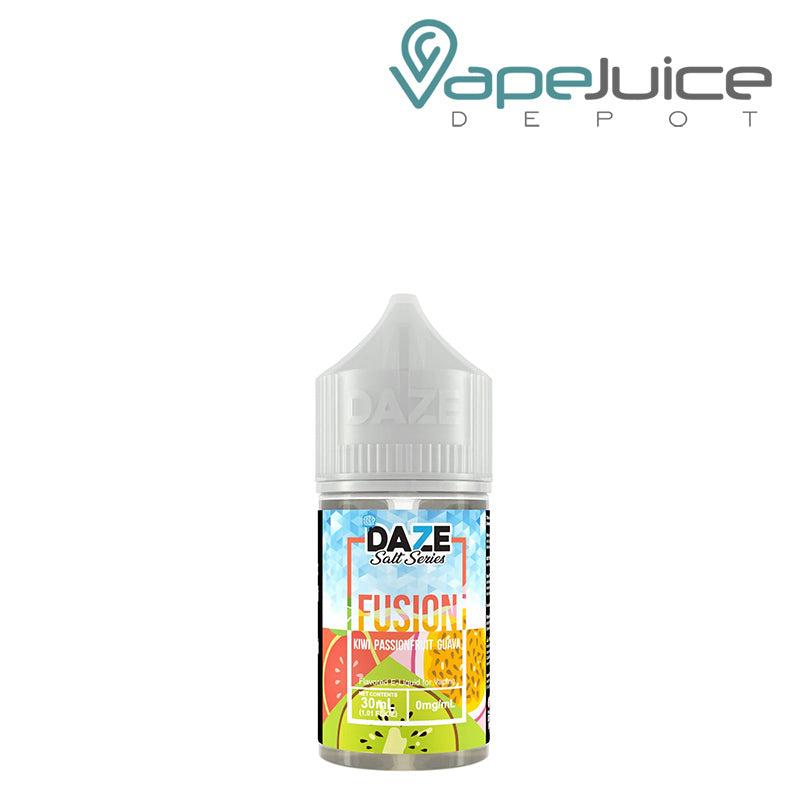 A 30ml bottle of ICED Kiwi Passionfruit Guava 7 Daze Fusion Salt - Vape Juice Depot