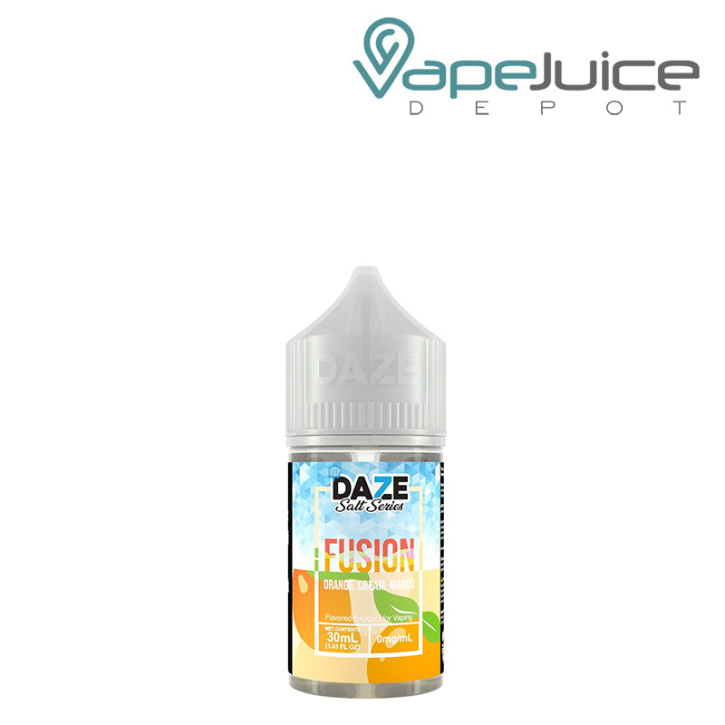 A 30ml bottle of ICED Orange Cream Mango 7 Daze Fusion Salt - Vape Juice Depot