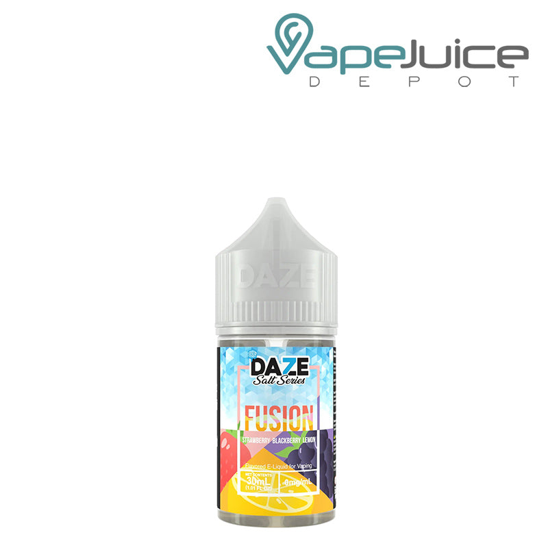 A 30ml bottle of ICED Strawberry Blackberry Lemon 7 Daze Fusion Salt - Vape Juice Depot