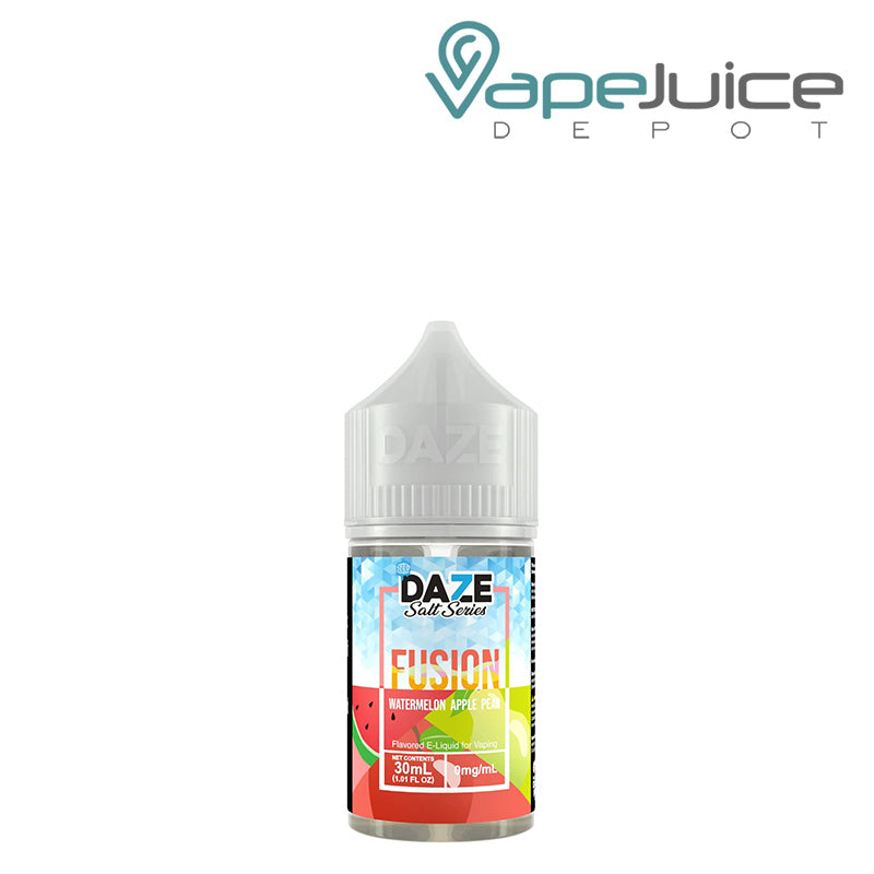 A 30ml bottle of ICED Watermelon Apple Pear 7 Daze Fusion Salt - Vape Juice Depot