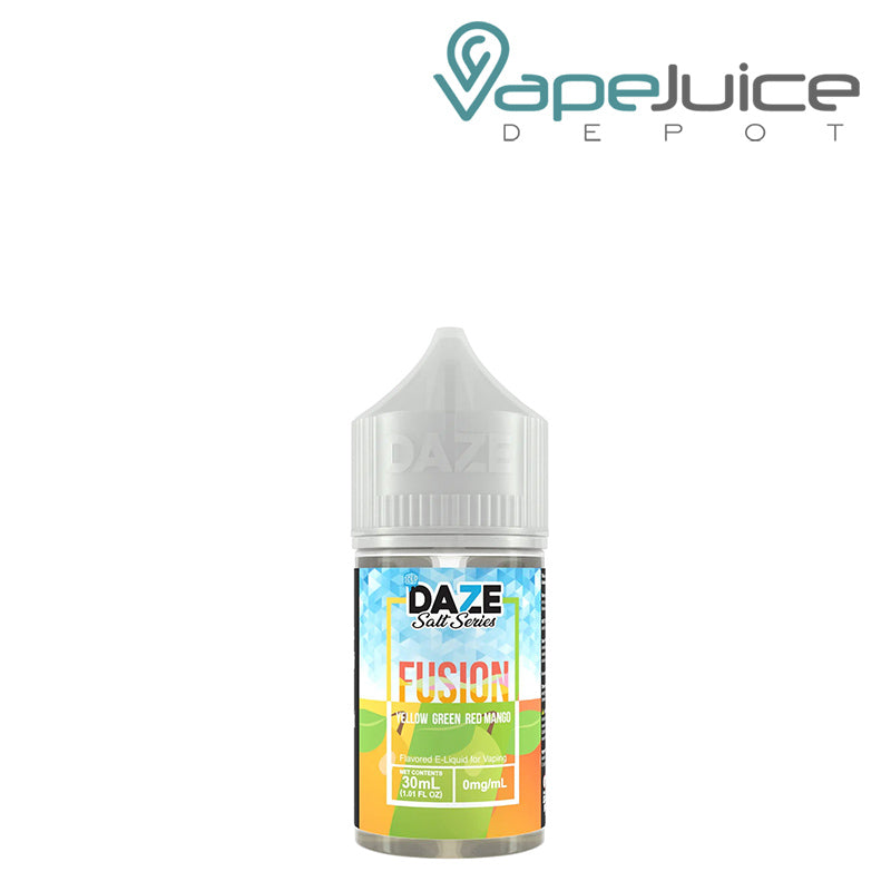 A 30ml bottle of ICED Yellow Green Red Mango 7 Daze Fusion Salt - Vape Juice Depot