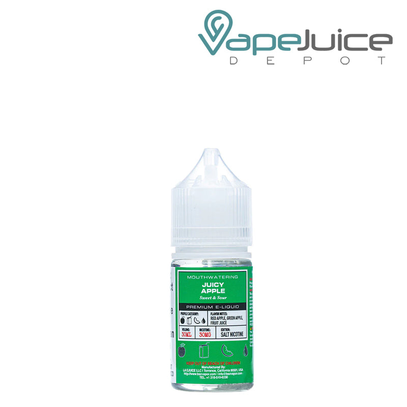 A 30ml bottle of Juicy Apple Glas Basix Salts - Vape Juice Depot