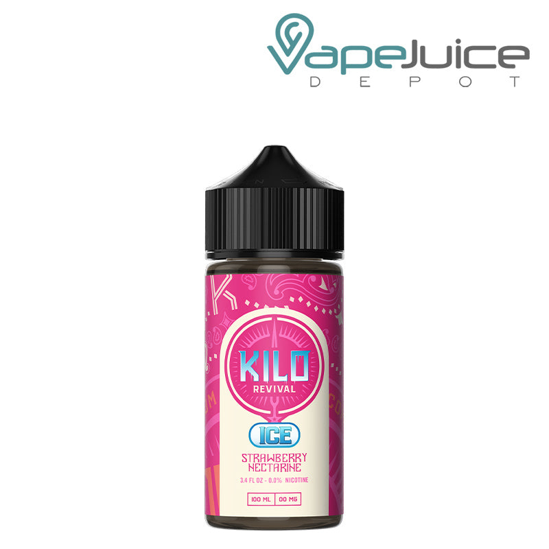 A 100ml bottle of Strawberry Nectarine Ice Kilo Revival TFN eLiquid - Vape Juice Depot