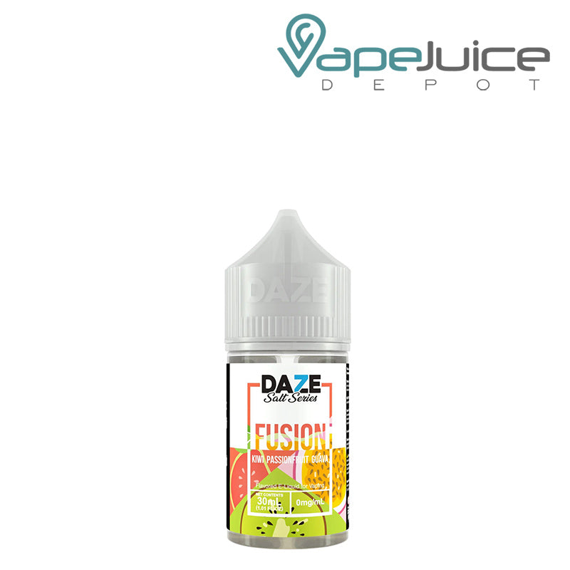 A 30ml bottle of Kiwi Passionfruit Guava 7 Daze Fusion Salt - Vape Juice Depot