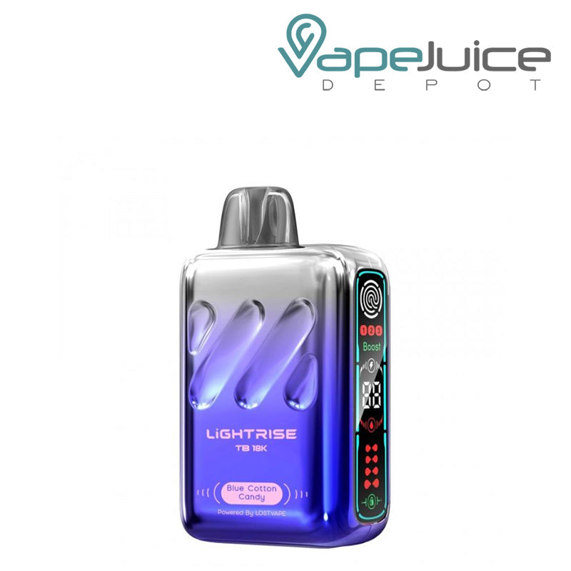 Blue Cotton Candy Lost Vape Lightrise TB 18K Disposable with a display screen - Vape Juice Depot