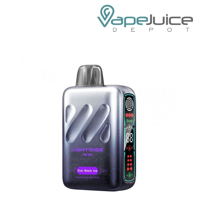 Duo Black Ice Lost Vape Lightrise TB 18K Disposable with a display screen - Vape Juice Depot
