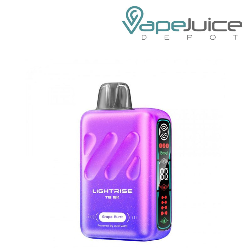 Grape Burst Lost Vape Lightrise TB 18K Disposable with a display screen - Vape Juice Depot