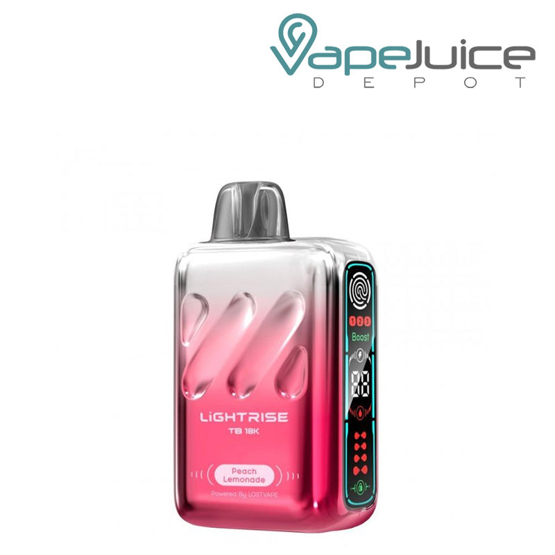 Peach Lemonade Lost Vape Lightrise TB 18K Disposable with a display screen - Vape Juice Depot