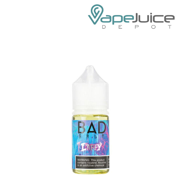 A 30ml bottle of Laffy Bad Drip Salts with a warning sign - Vape Juice Depot