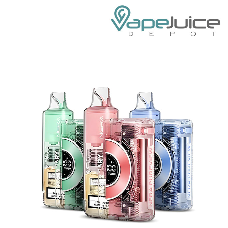 Three Flavors of Lost Mary NERA Pureview 40K Disposable with digital screen - Vape Juice Depot