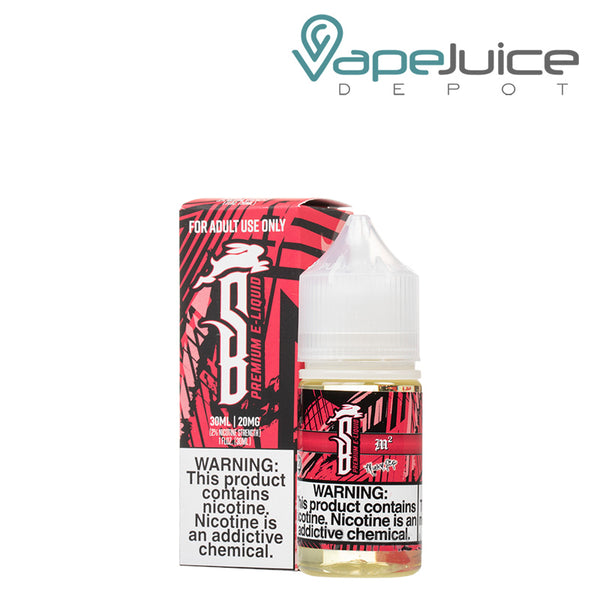 A box of M2 Suicide Bunny TFN Salt and a 30ml bottle with a warning sign next to it - Vape Juice Depot