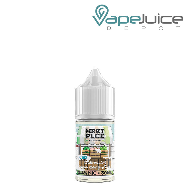 A 30ml bottle of Iced Watermelon Hulaberry Lime MRKTPLCE Salts - Vape Juice Depot