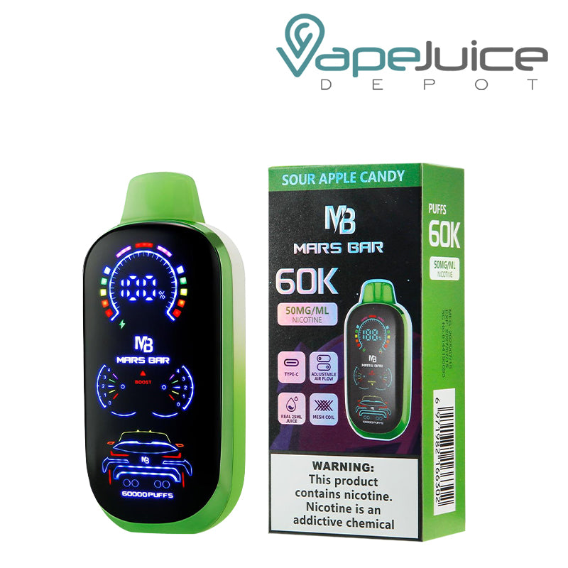 Sour Apple Candy Mars Bar 60K Disposable with Digital Screen - Vape Juice Depot
