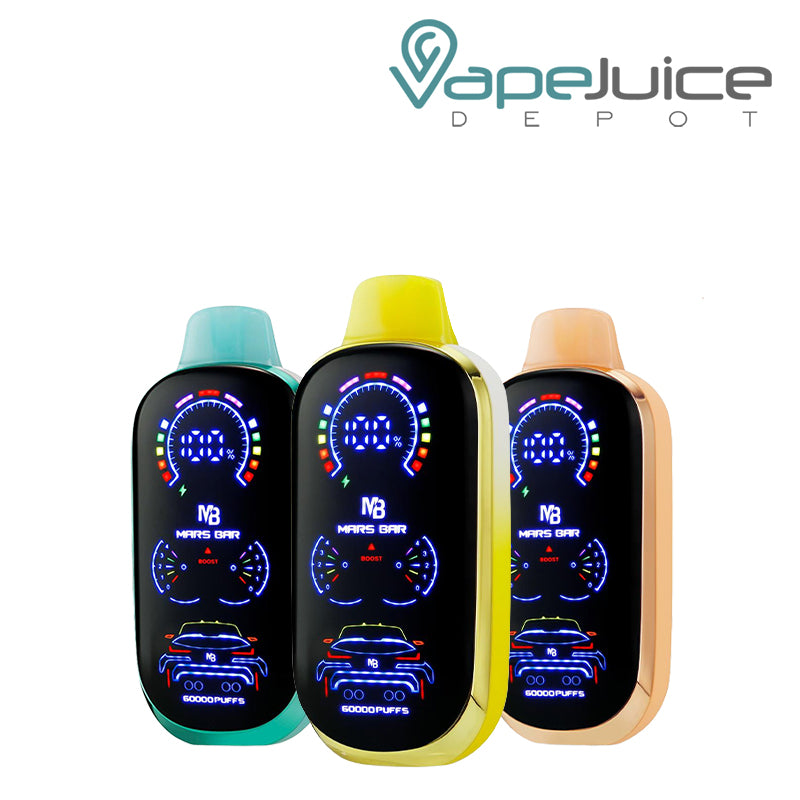 Three Colors of Mars Bar 60K Disposable with Digital Screen - Vape Juice Depot