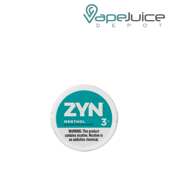 ZYN Menthol Nicotine Pouches 3MG with a warning sign  - Vape Juice Depot