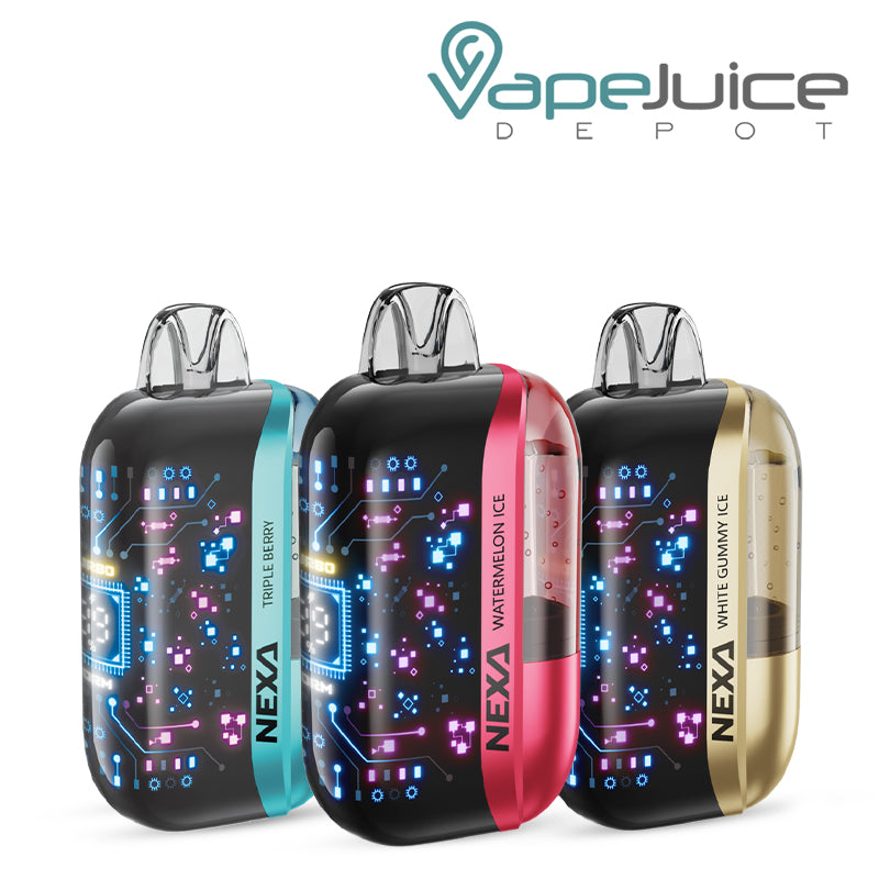 Three Flavors of NEXA Ultra 50000 Disposable with 3D Screen - Vape Juice Depot