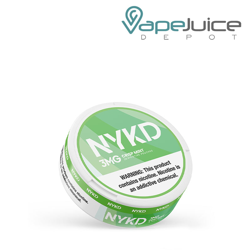 A NYKD Crisp Mint Nicotine Pouches with a warning sign - Vape Juice Depot