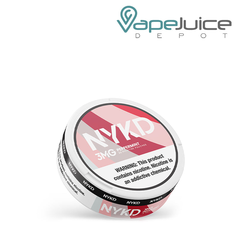 A NYKD Peppermint Nicotine Pouches with a warning sign - Vape Juice Depot