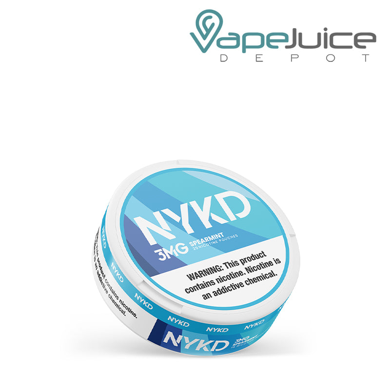 A NYKD Spearmint Nicotine Pouches with a warning sign - Vape Juice Depot