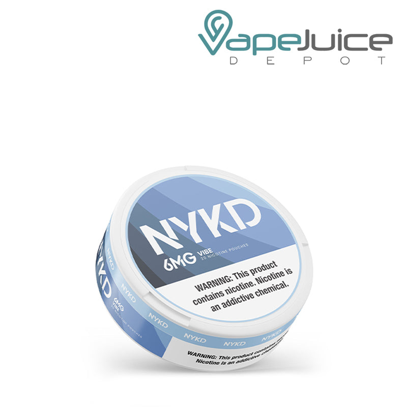 A NYKD Vibe Nicotine Pouches with a warning sign - Vape Juice Depot