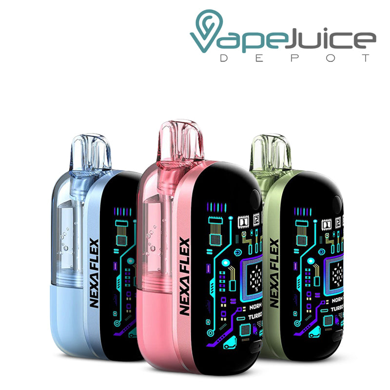Three Flavors of NEXA Flex Flavor Booster 40K Disposable Kit - Vape Juice Depot