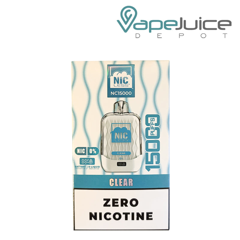 A Box of Nic Less NC15000 ZERO Nicotine Clear Disposable - Vape Juice Depot