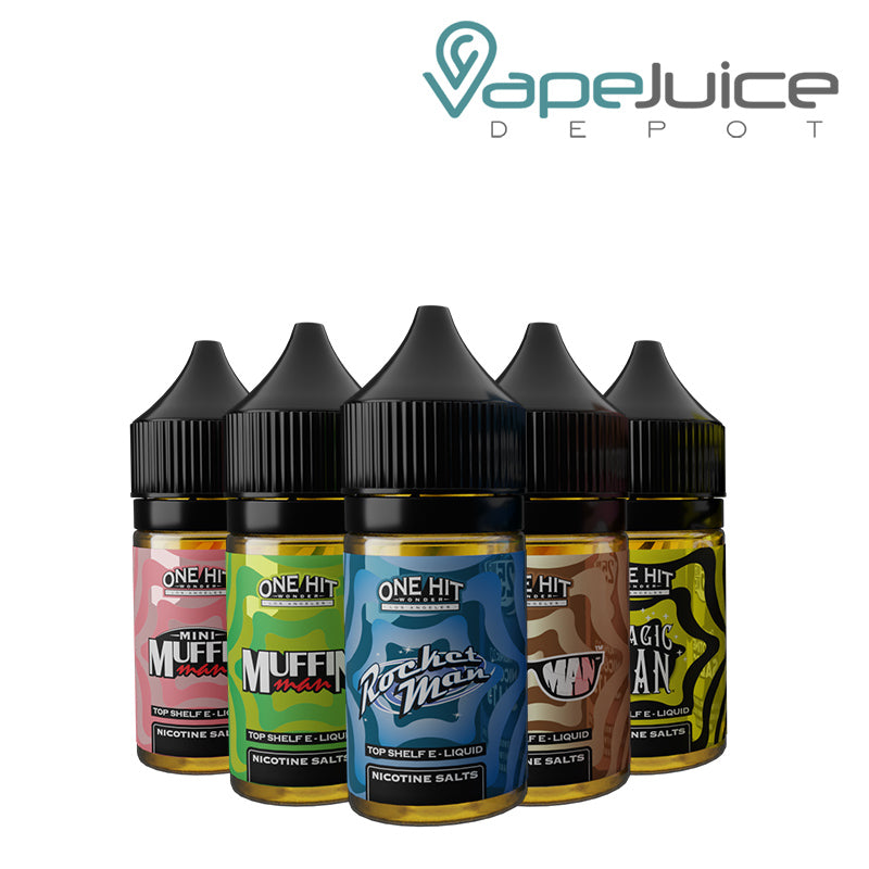 Five bottles of Nicotine Salt eLiquids One Hit Wonder - Vape Juice Depot