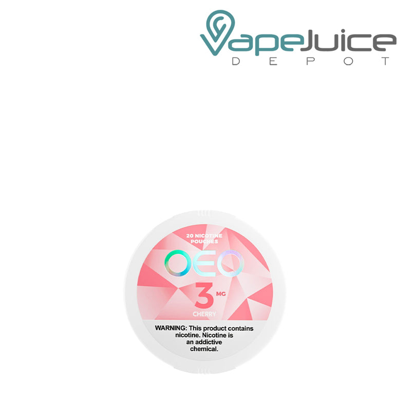 OEO Cherry Nicotine Pouches with a waring sign - Vape Juice Depot