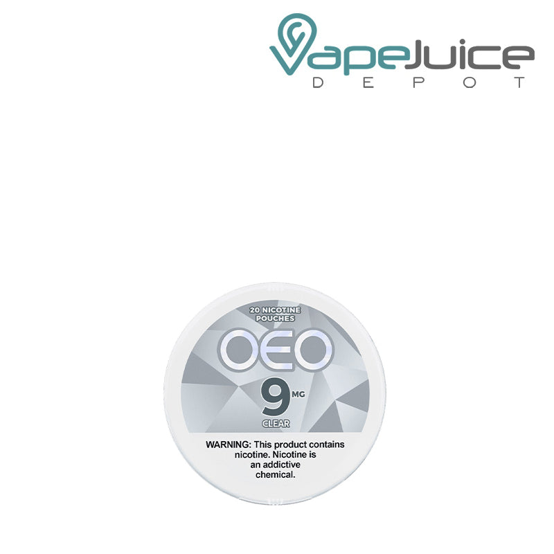 OEO Clear Nicotine Pouches with a warning sign - Vape Juice Depot