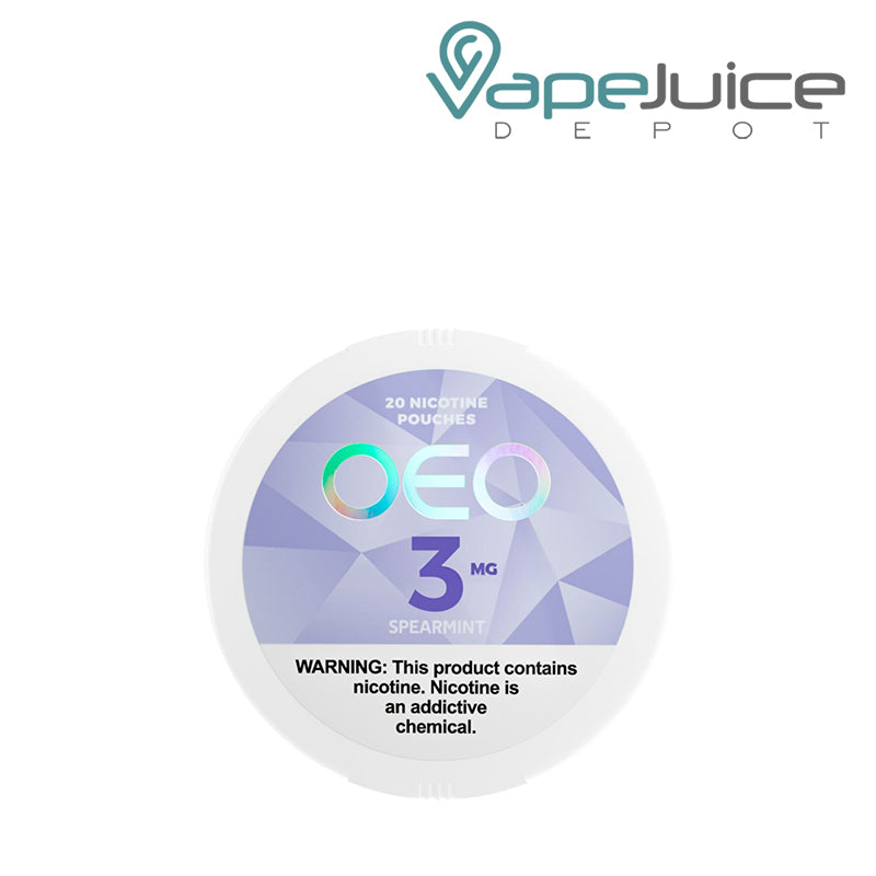 OEO Spearmint Nicotine Pouches with a warning sign - Vape Juice Depot