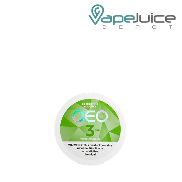OEO Wintergreen Nicotine Pouches with a warning sign - Vape Juice Depot