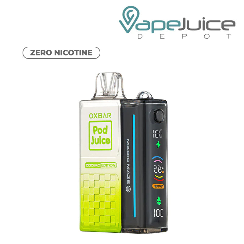 Sour Apple Skitlz OXBAR Magic Maze 2.0 Zero Nicotine Pod Juice 30K Disposable with Firing Button and Smart LED Screen - Vape Juice Depot