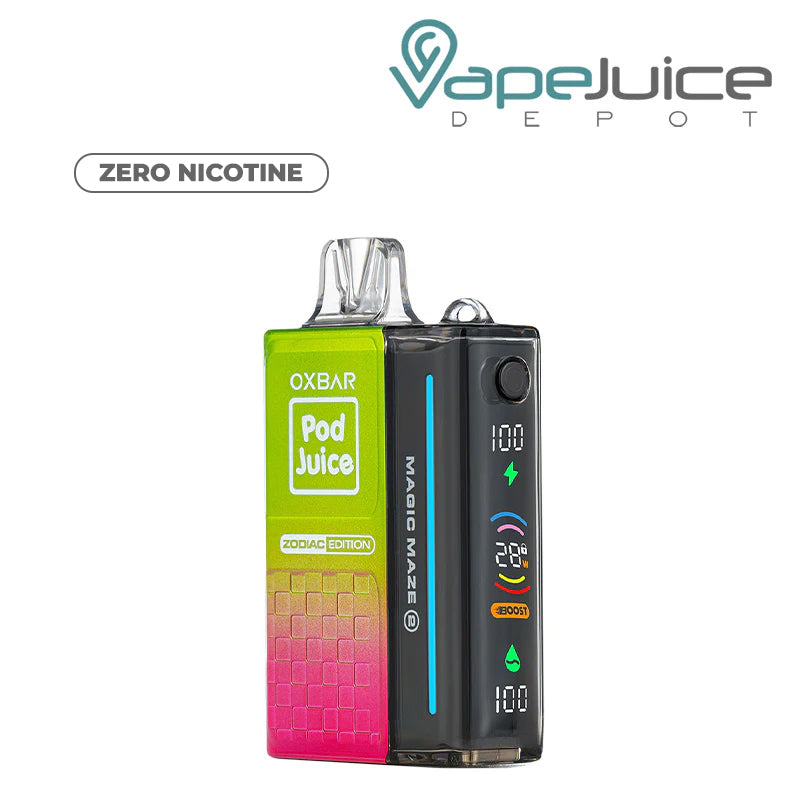 Watermelon Skitlz OXBAR Magic Maze 2.0 Zero Nicotine Pod Juice 30K Disposable with Firing Button and Smart LED Screen - Vape Juice Depot